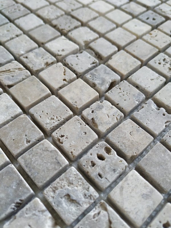 Silver Travertine Tumbled Mosaic 30,5x30,5 cm
