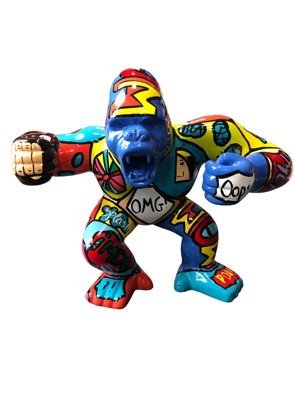 STATUE DE GORILE EN RÉSINE GRAPHITE  45 x 55 x 26