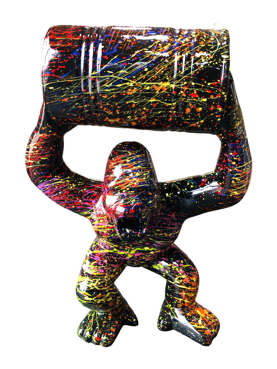 STATUE DE GORILLE COLORÉE EN RÉSINE ORIGAMI 42 X 33 X 17