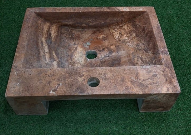 Vasque en Pierre Naturelle Rouge (L) - 50 x 40 x 12 cm